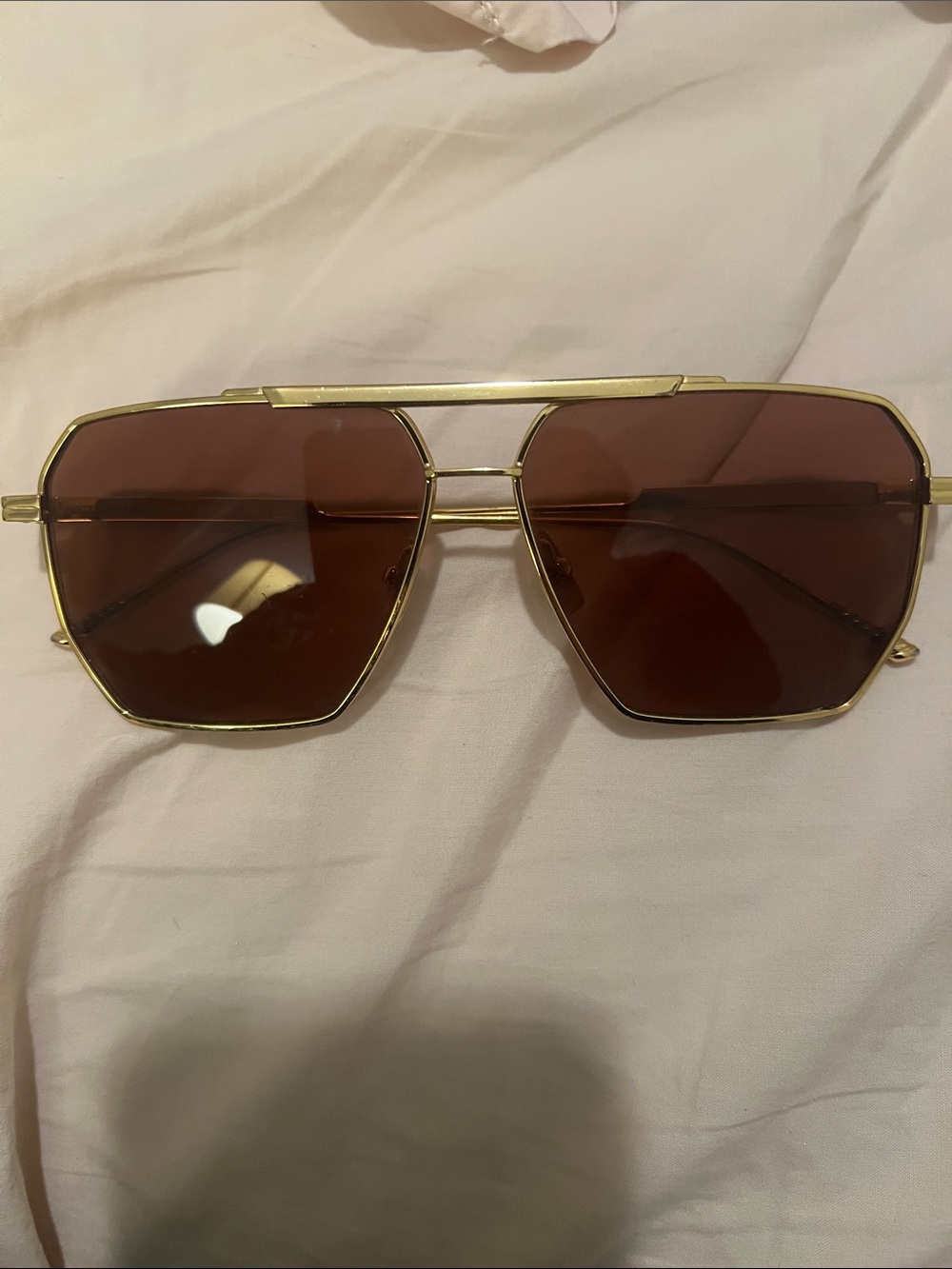 Bottega Veneta Gold Frame Brown Lens Women's Sunglasses